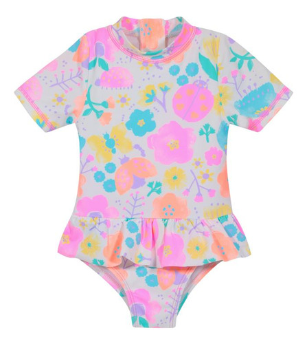 Traje De Baño Bebe Niña Entero Uv50+ H2o Wear Blanco M/corta