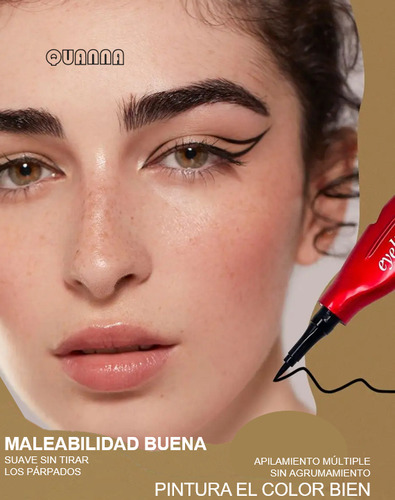 Delineador Lápiz Para Ojos Impermeable Quanna Eyeliner Pen Líquido Punta De Plumón Semimate Larga Duración 24hr Resistente Al Sudor Antimanchas Con Cerdas Suaves Secado Rápido Cosméticos De Maquillaje