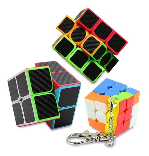 Pack 3 Cubos Rubik 3x3 2x2 Y Llavero 3x3 Fiber Carbón