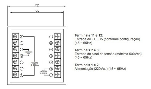Multimedidor Aob294z-7x4-uif Monofásico Sem Saída 72x72mm 220V