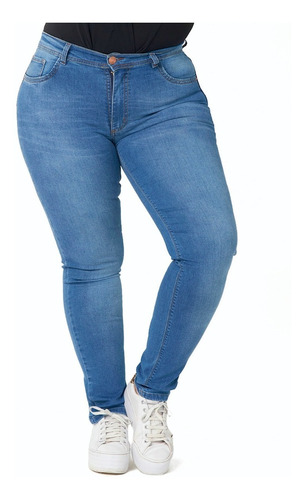 Pantalon Jean Localizado Claro Alto Chupin T48a54 Di Que Si