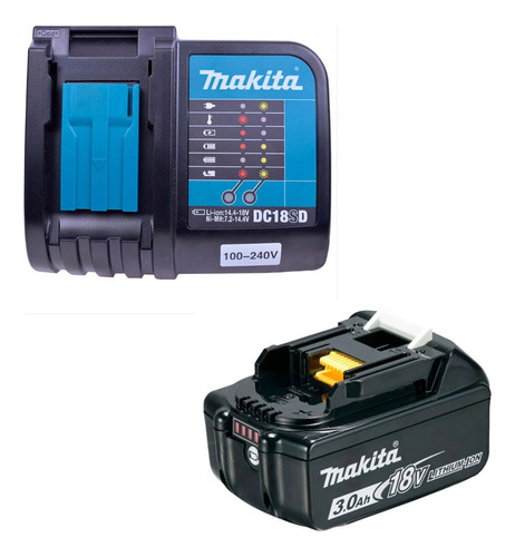 Combo 1 Carregador Bivolt + 1 Bateria 3.0ah Ml1830b - Makita