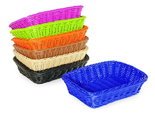 Canasta Rectangular Para Servir Panecillos De Poli-tejido G.
