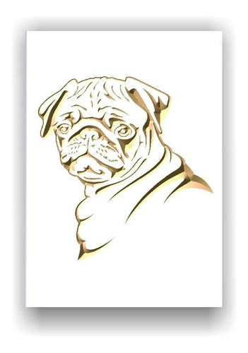 Quadro Entalhado Em Madeira - Cachorro Pug