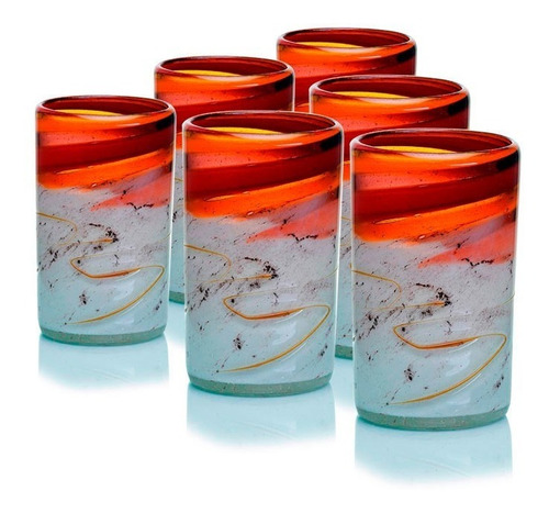 Imagen 2 de 3 de Vaso Coleccion Holanda Vidrio Soplado Artesanal 6 Pack