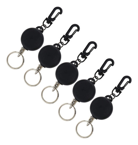 5x Mosquetón Retráctil Durable Pull Recoil 60cm Anillo