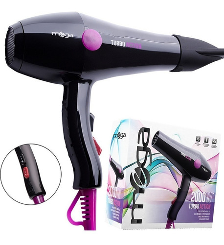 Secador de cabelo Mega Turbo Action preto 127V