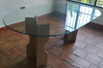 Comprar Mesa De Comedor, Tope De Vidrio Base De Mármol, 6 Puestos