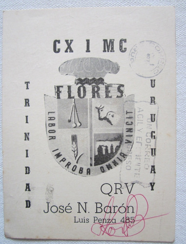 Antigua Postal Qsl Radio Aficionado Flores Uruguay