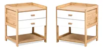 Comprar Juego De 2 Mesas De Luz Badecor Marrón Y Blanco, 2 Cajones, Madera De Bambú Excelente Calidad, Mesa De Noche, Dormitorio - Estilo Nórdico - 46x38cm Alto 52cm