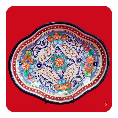 Imagen 2 de 9 de Charola Pavera Mediana De Talavera Poblana Colores Chr