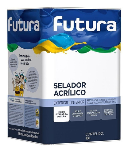 Selador Acrilico Futura Base De Agua 18 Litros Branco Reboco