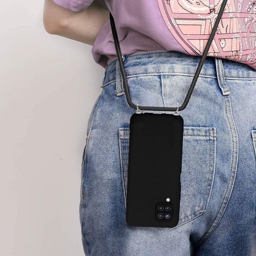 Funda Silicona Para Galaxy A12/m12 Con Cordón Ajustable+mica