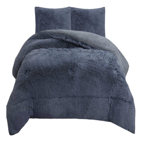Cobertor Peludo Con Chiporro Invierno 2 Plazas Gris