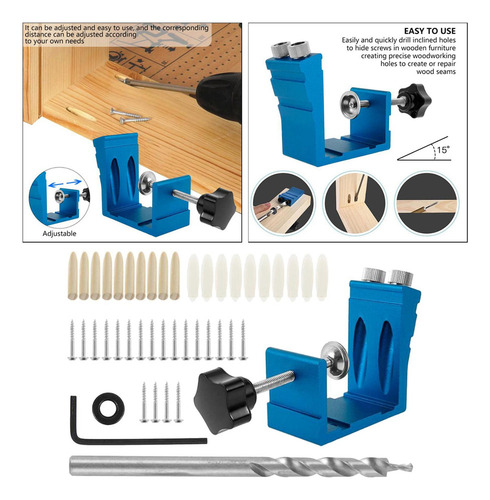 Carpinteros 15 ° Agujero Bolsillo Jig Paso Oblicuo