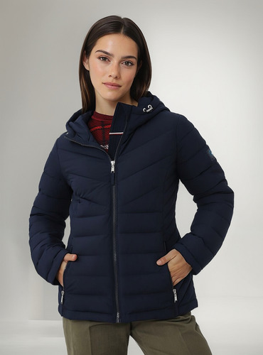 Parka Solid Gorro Y Cierre Azul Nvy Tommy Hilfiger