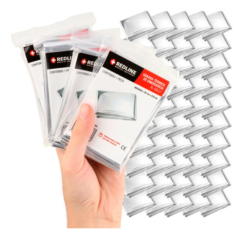 Sábana Térmica Aluminio Redline Manta Emergencia 50 Pack