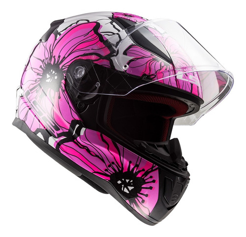 Imagen 3 de 9 de Casco Moto Mujer Ls2 353 Rapid Poppies Rosa Pr