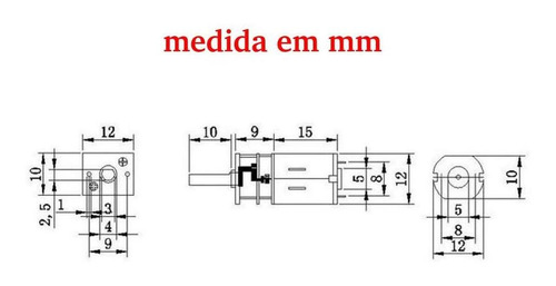 Mini Motor Com Redução Dc 600 Rpm 12v N20 P/ Arduino 600rpm