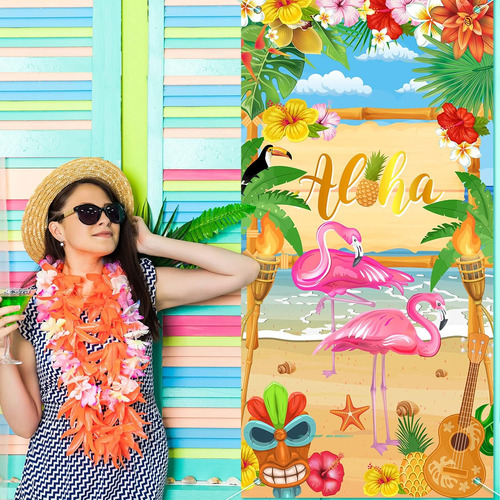 Aloha - Decoración De Fiesta Hawaiana Para Puerta, Letrero D