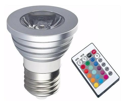 Pack X 2 Lampara Led Rgb 3w E27 C/remoto 16 Colores En Pilar