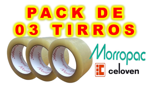 Tirro Cinta Embalaje Morropac Transparente 90 Mts Pack 3 Und