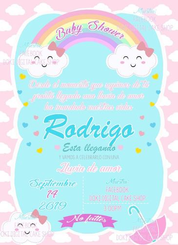 Invitación Digital Imprimible Tema Lluvia De Amor