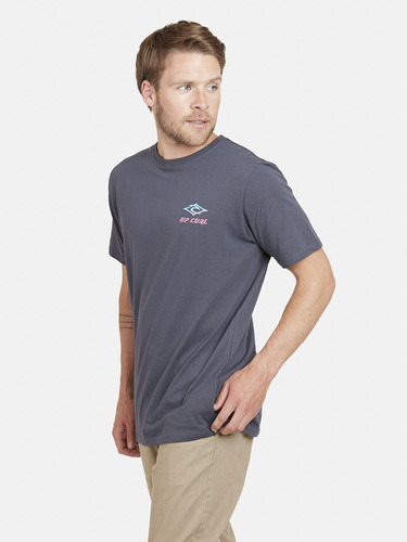 Polera Retro Rip Tee Hombre Gris Oscuro Rip Curl