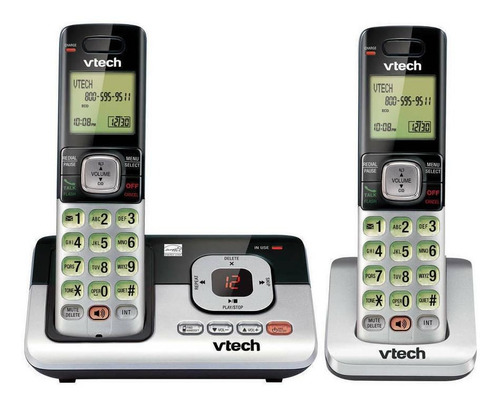 Imagen 2 de 2 de Teléfono inalámbrico VTech CS6829-2 negro y plateado