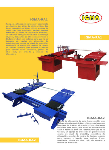 Rampa Para Alineación De Fosa Para Auto Hasta Camión Igma