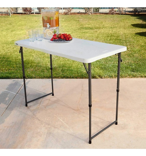 Mesa Rectángulo Plegable Ajustable Color De La Tapa Blanco