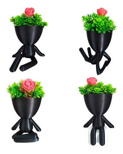 Kit 4 Vasos Decorativos Robert Plant - Bob Para Suculentas