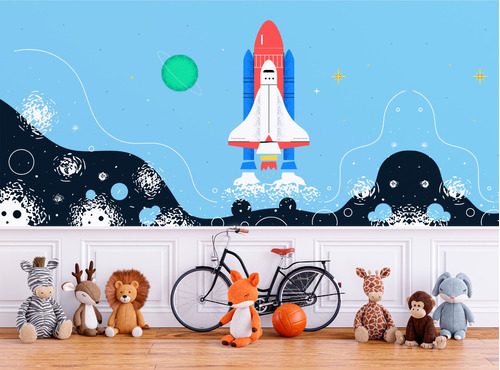 Vinil Adhesivo Foto Mural Tapiz Transbordador Espacial Niños