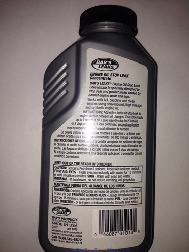 Imagen 2 de 2 de Bars Leak Sellador De Aceite En Perdidas Del Carter X Abajo