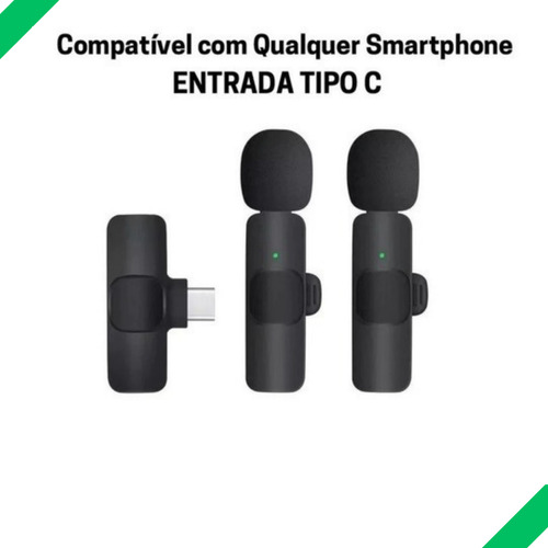 Microfone Sem Fio Duplo Lapela Android Tipo C Para Xiaomi