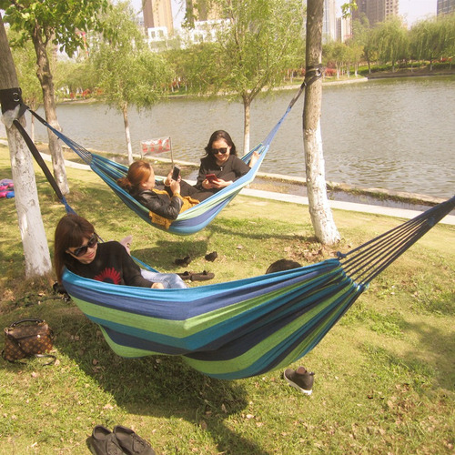 Hamaca Algodón Para Jardín Camping Cómoda De Tela Portátil