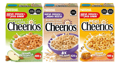 3 Cereal Nestlé Cheerios Manzana Canela, Avena, Miel