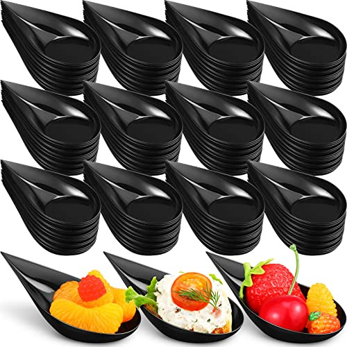 300 Pcs 4 Inch Tear Drop Mini Appetizer Plates Plastic ...