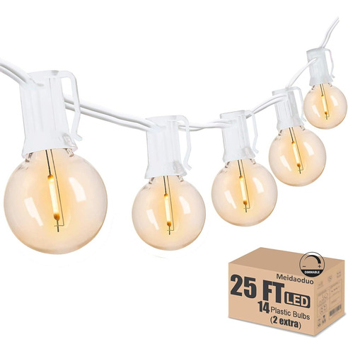 Luces Led De Cadena De Globo De 25 Pies G40 Exteriores,...