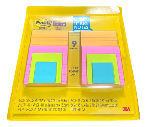 3m Post-it Súper Sticky Big Notes + Value Pack 8 Pads Mixto Color Colores Mixtos