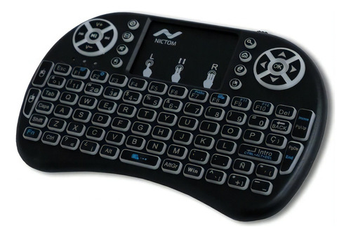 Mini Teclado Inalambrico Retroiluminado Recargable Touchpad Color del teclado Negro Idioma Inglés US