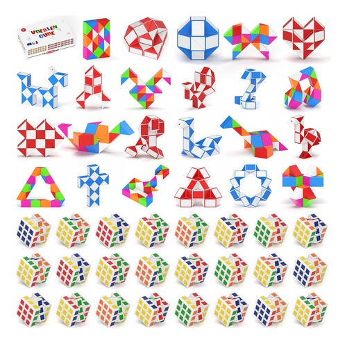 Puzzle Cube Vdealen Mini Cube & Fidget Snake, Paquete De 24