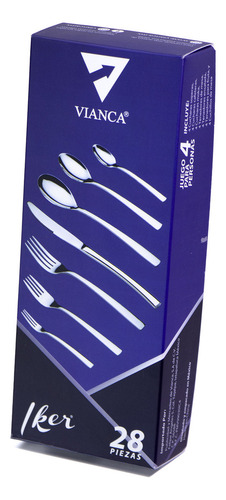 Juego De Cubiertos 28 Piezas Vianca Colección Iker Color Pulido espejo