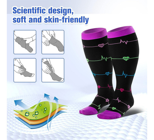 3 Pares De Calcetines De Compresión De Talla Grande, Talla G