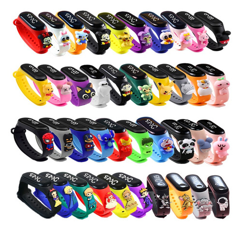 Reloj Pulsera Led Infantil De Dibujos Animados, 45 Piezas