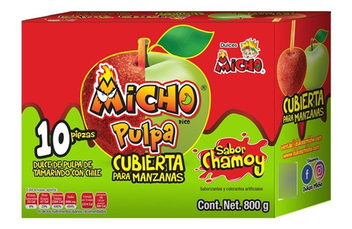 Cubre Manzanas, Micho Pulpa Chamoy, 10pz, 800gr, Tamarindo