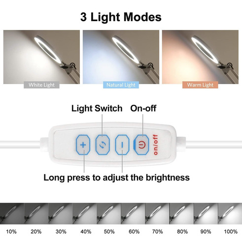 Lupa Luz Soporte Lampara Regulable Sin Escalon Brazo 5