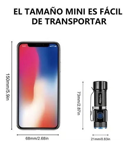 Mini Linterna Led Extremadamente Brillante Recargable 1500lm