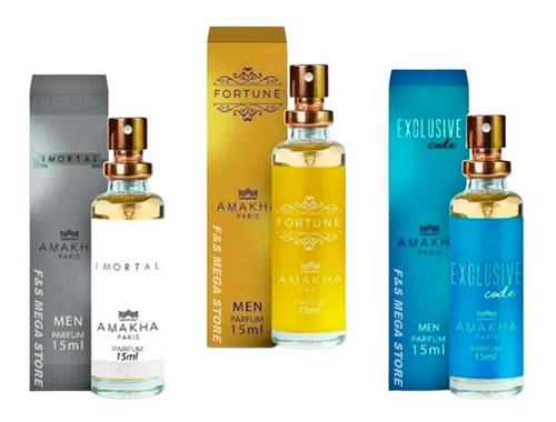 Kit 3 Perfume Masculino Amakha Imortal Fortune Exclusive Cod