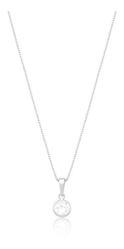 Colar De Prata Feminino Amoeto Ponto De Luz Prata 925